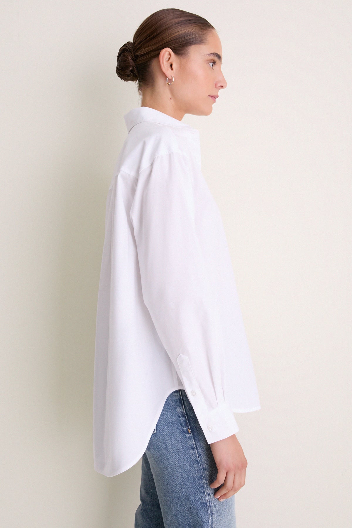 White Cotton Broadcloth Jen Girlfriend Button Down