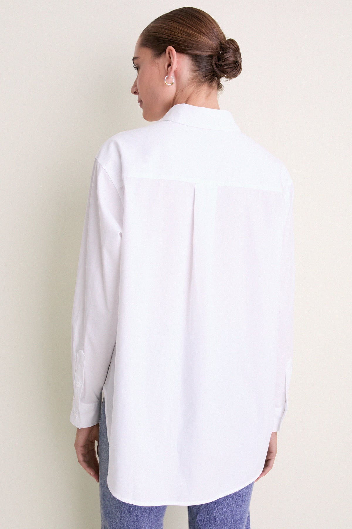 White Cotton Broadcloth Jen Girlfriend Button Down