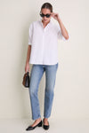 White Cotton Broadcloth Jen Girlfriend Button Down