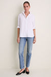 White Cotton Broadcloth Jen Girlfriend Button Down