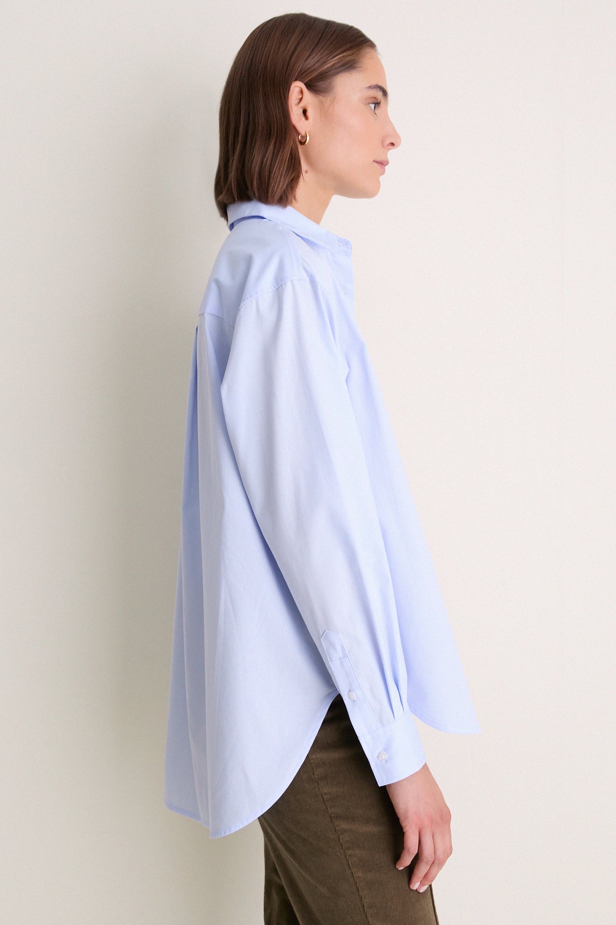 French Blue Cotton Broadcloth Jen Girlfriend Button Down