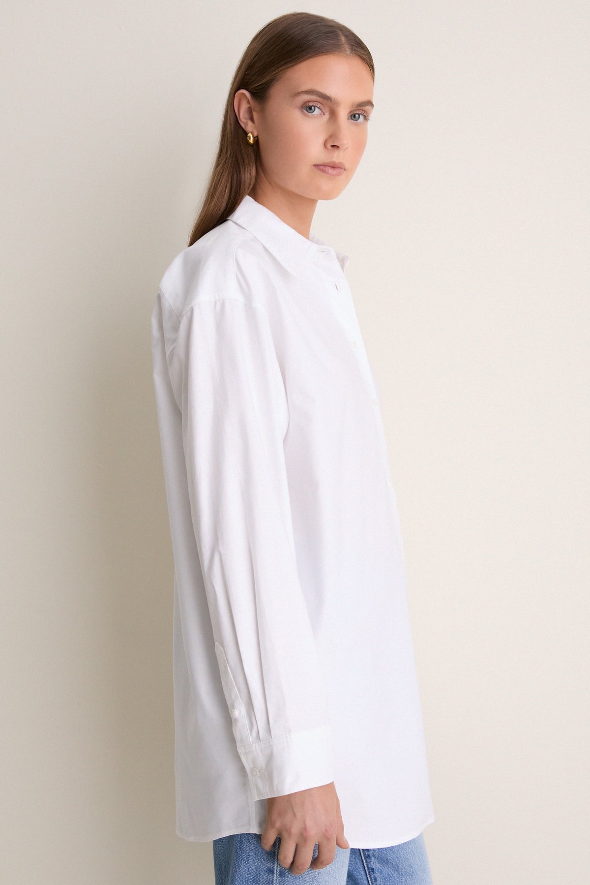 White Cotton Oxford Chandler Boyfriend Button Down