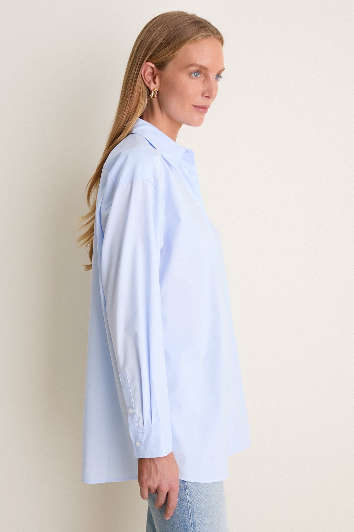 Blue Broadcloth Chandler Boyfriend Button Down