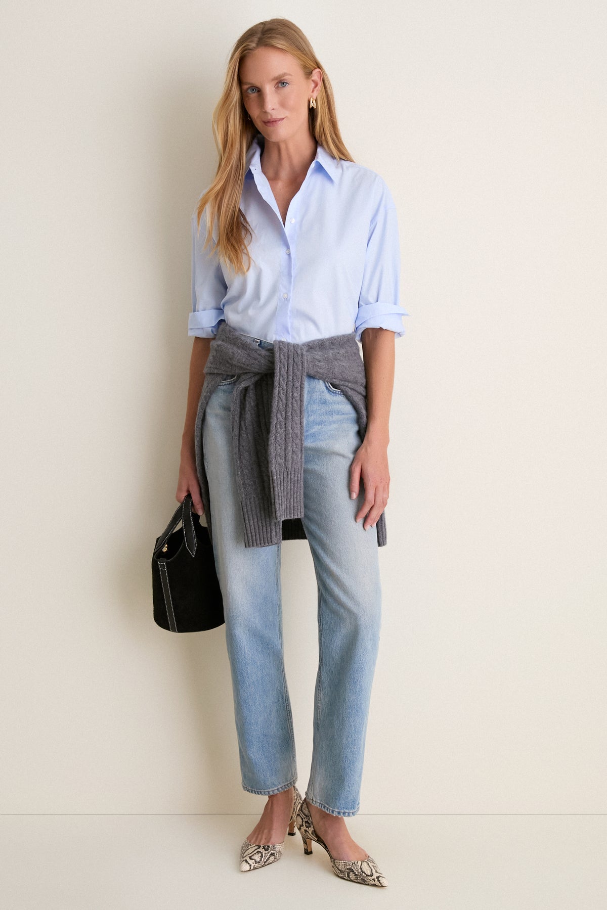 Blue Broadcloth Chandler Boyfriend Button Down