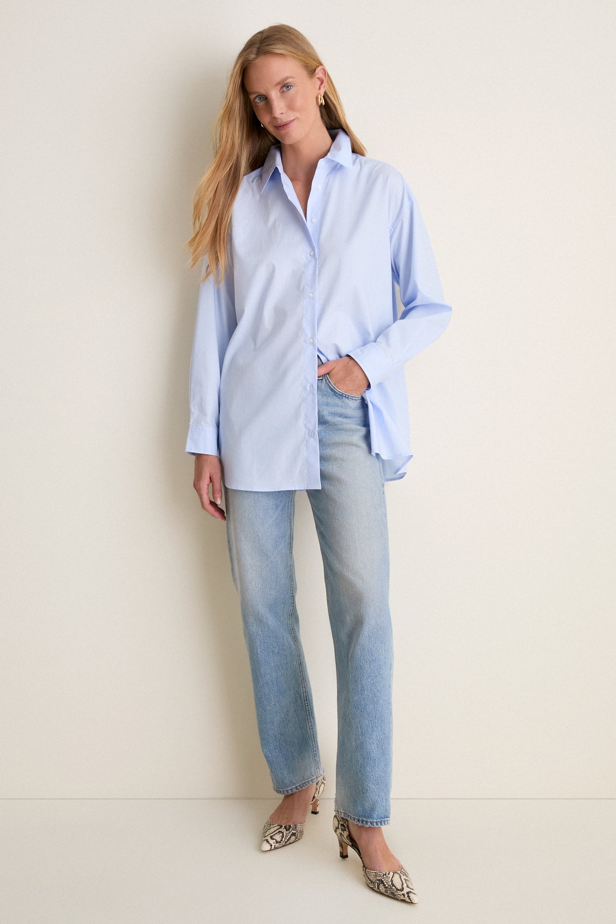 Blue Broadcloth Chandler Boyfriend Button Down