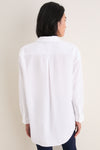White Cotton Broadcloth Chandler Boyfriend Button Down
