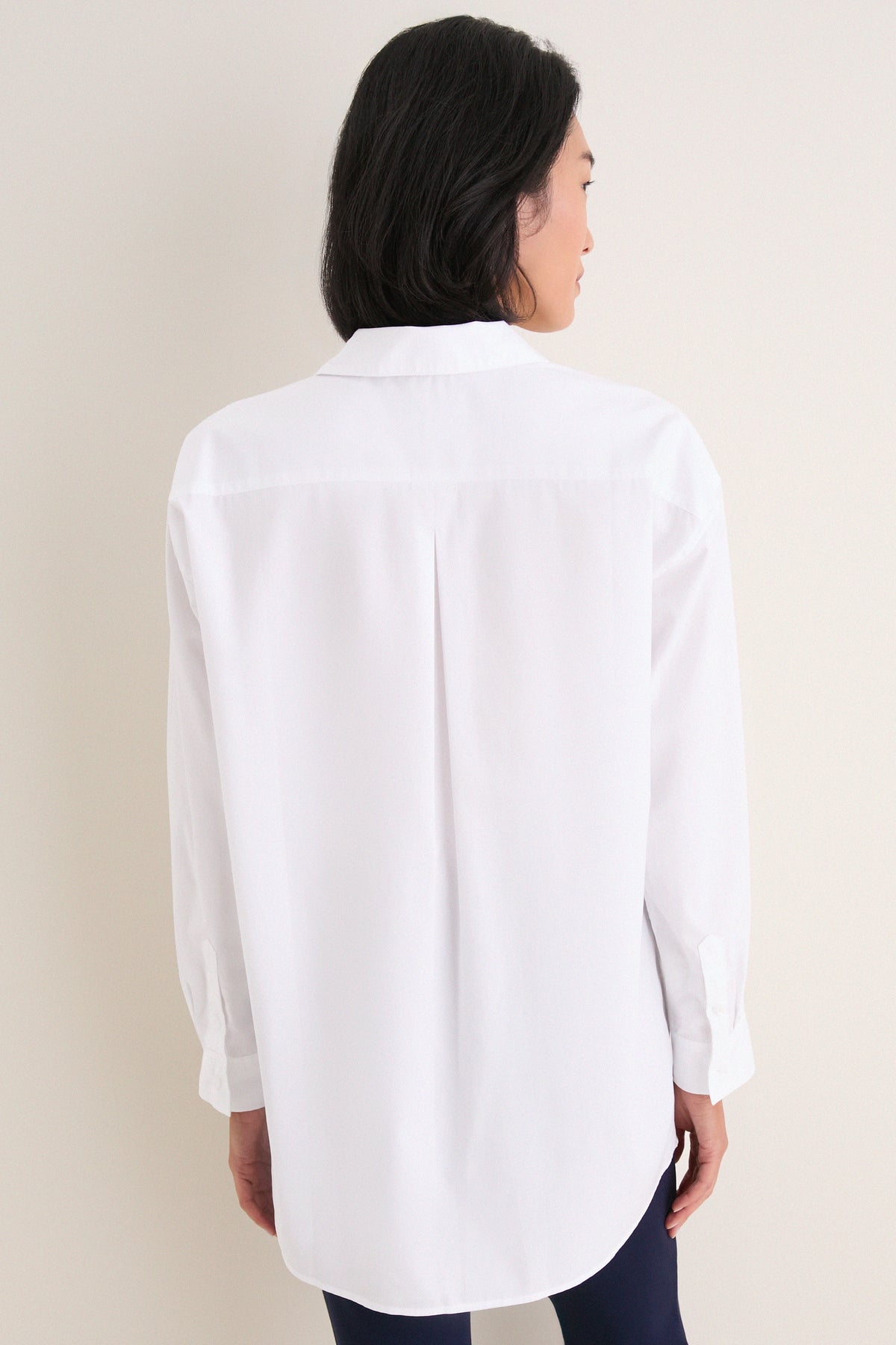 White Cotton Broadcloth Chandler Boyfriend Button Down