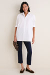 White Cotton Broadcloth Chandler Boyfriend Button Down