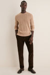 Men's Camel Cashmere Wool Cable Peter Crewneck