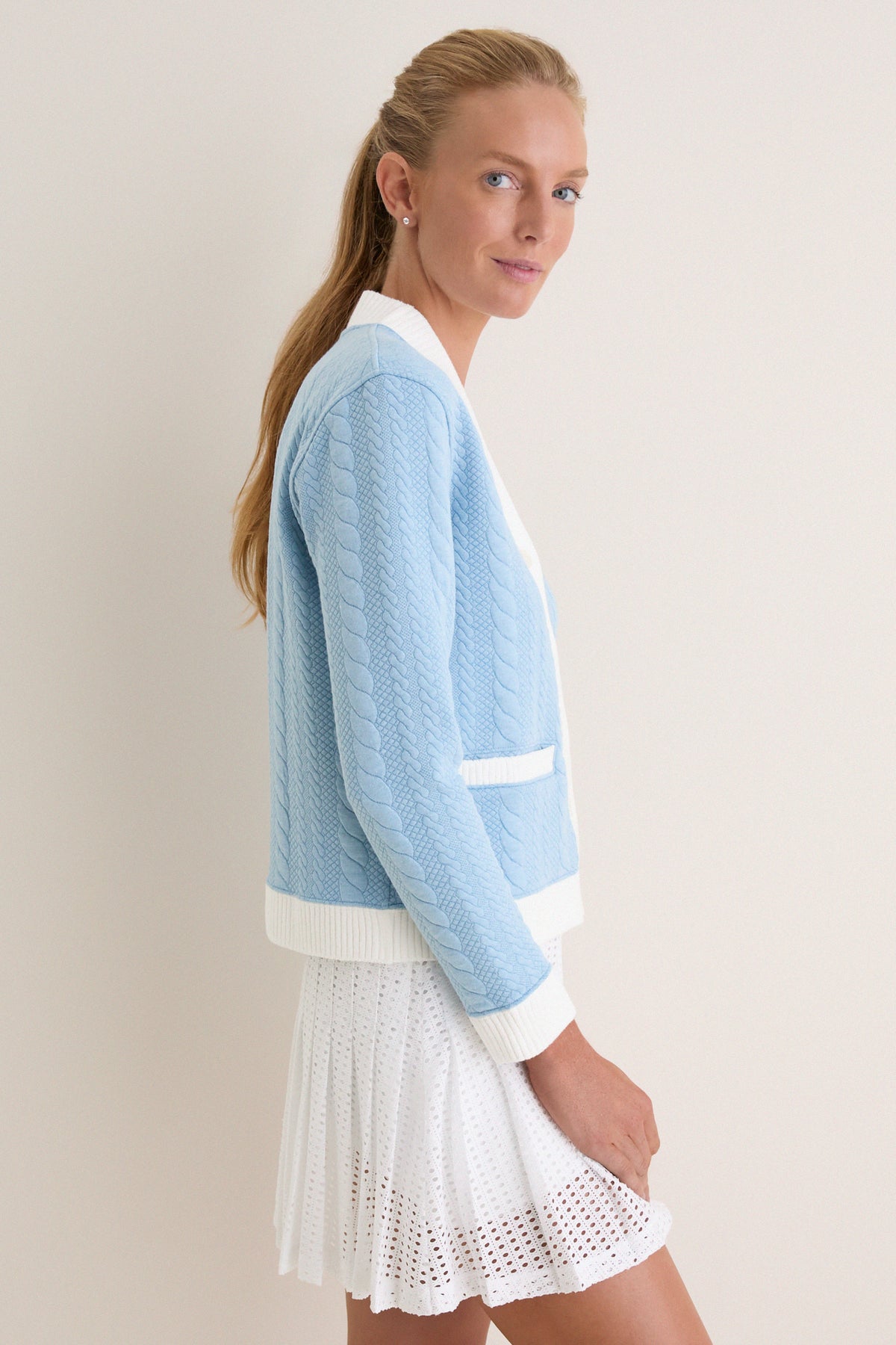 Light Blue Cable Charley Cardigan