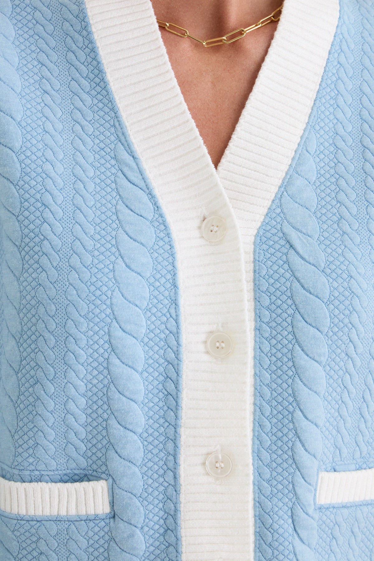 Light Blue Cable Charley Cardigan