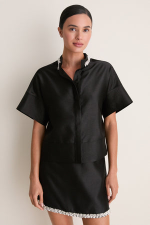 Black Embellished Sofia Stitch Shirt