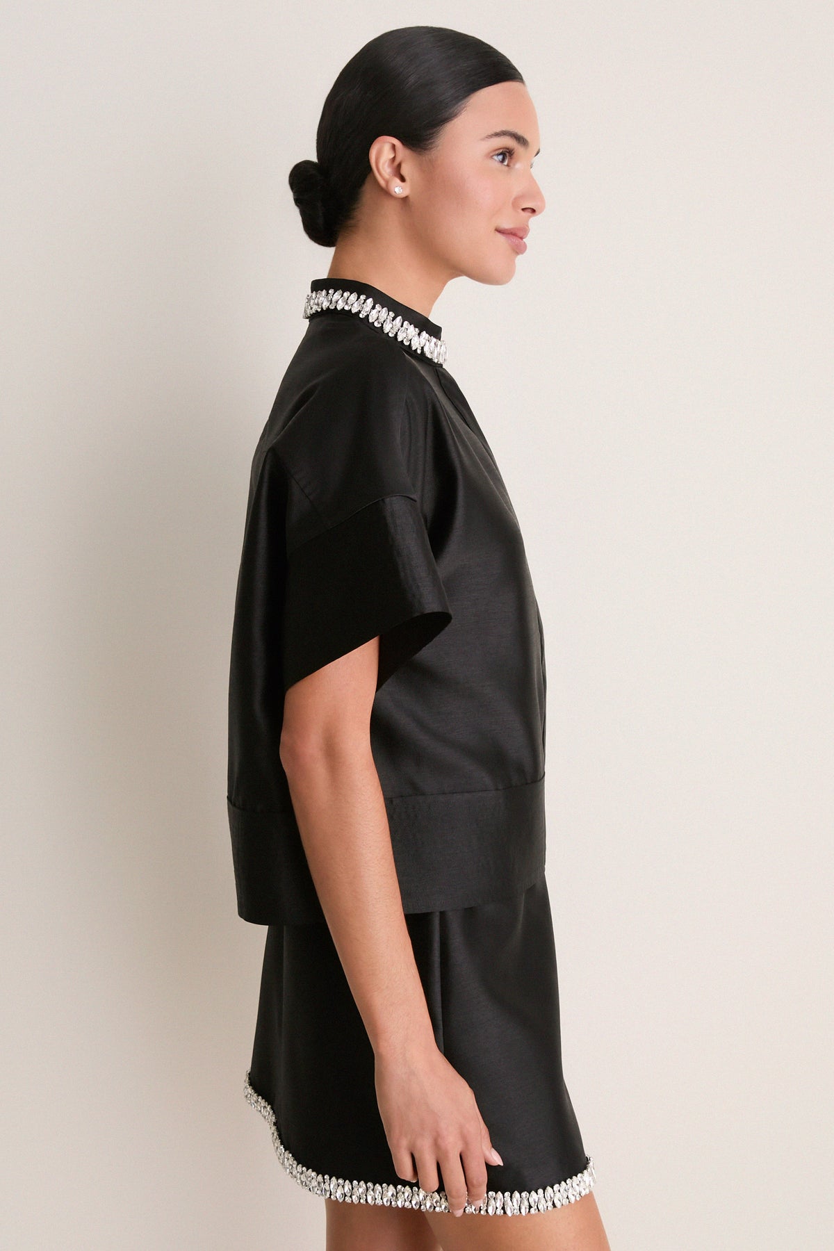 Black Embellished Sofia Stitch Shirt