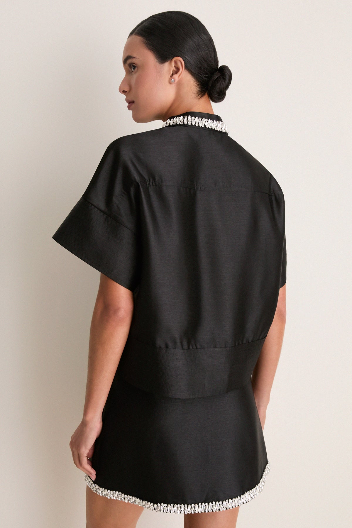 Black Embellished Sofia Stitch Shirt