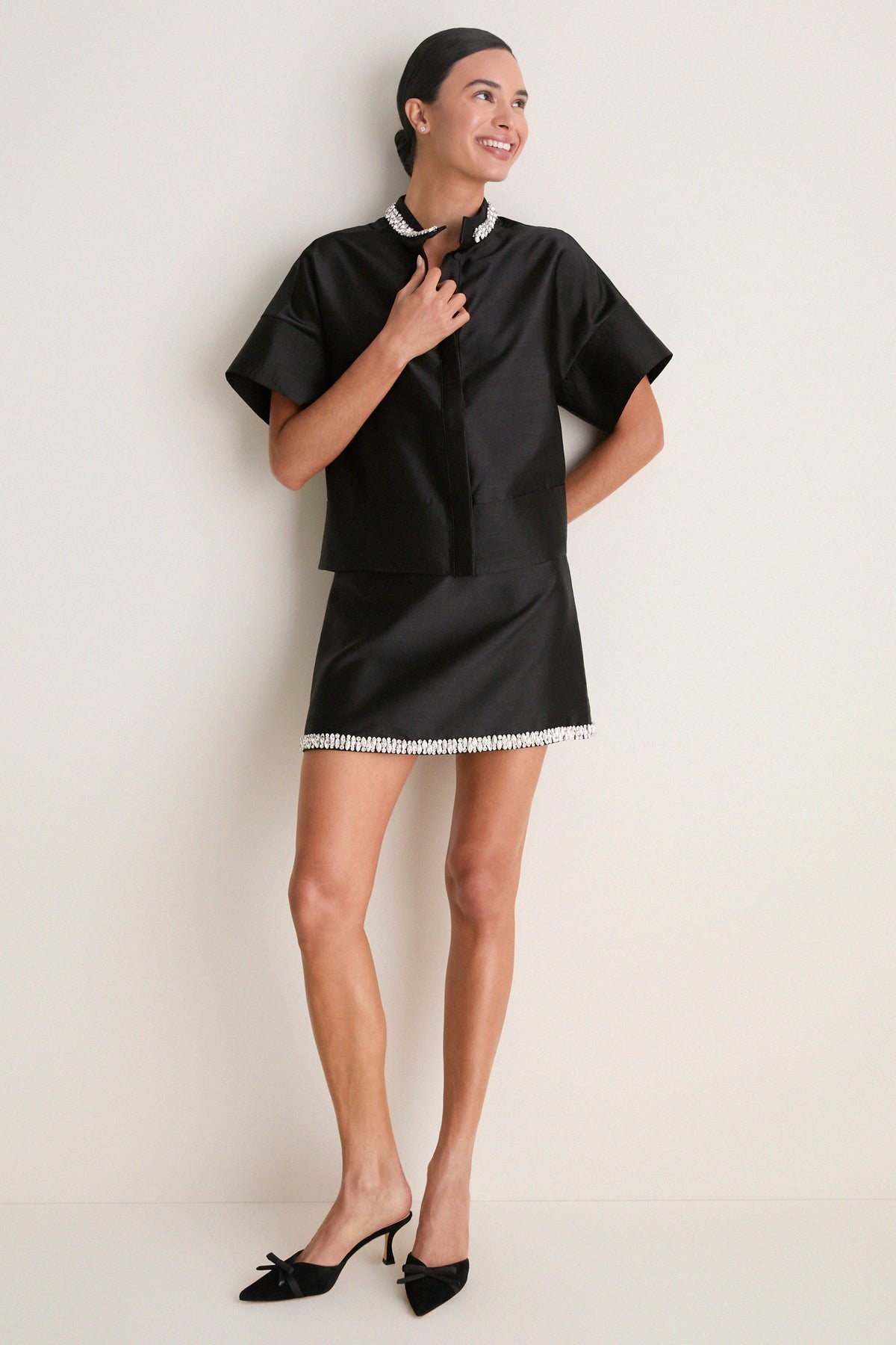 Black Embellished Sofia Stitch Shirt