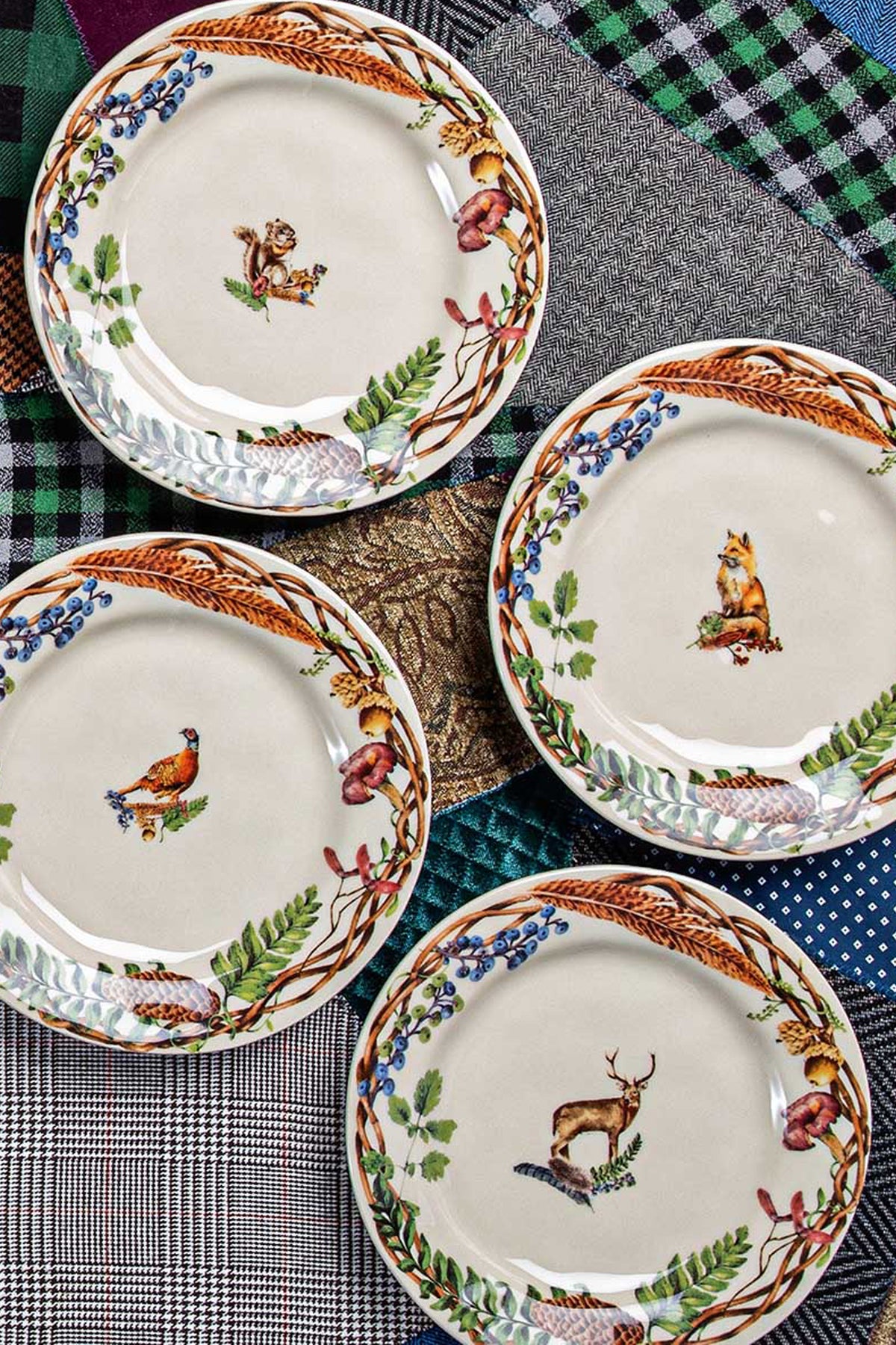 Forest Walk Animal Dessert-Salad Plate Assorted (Set of 4)