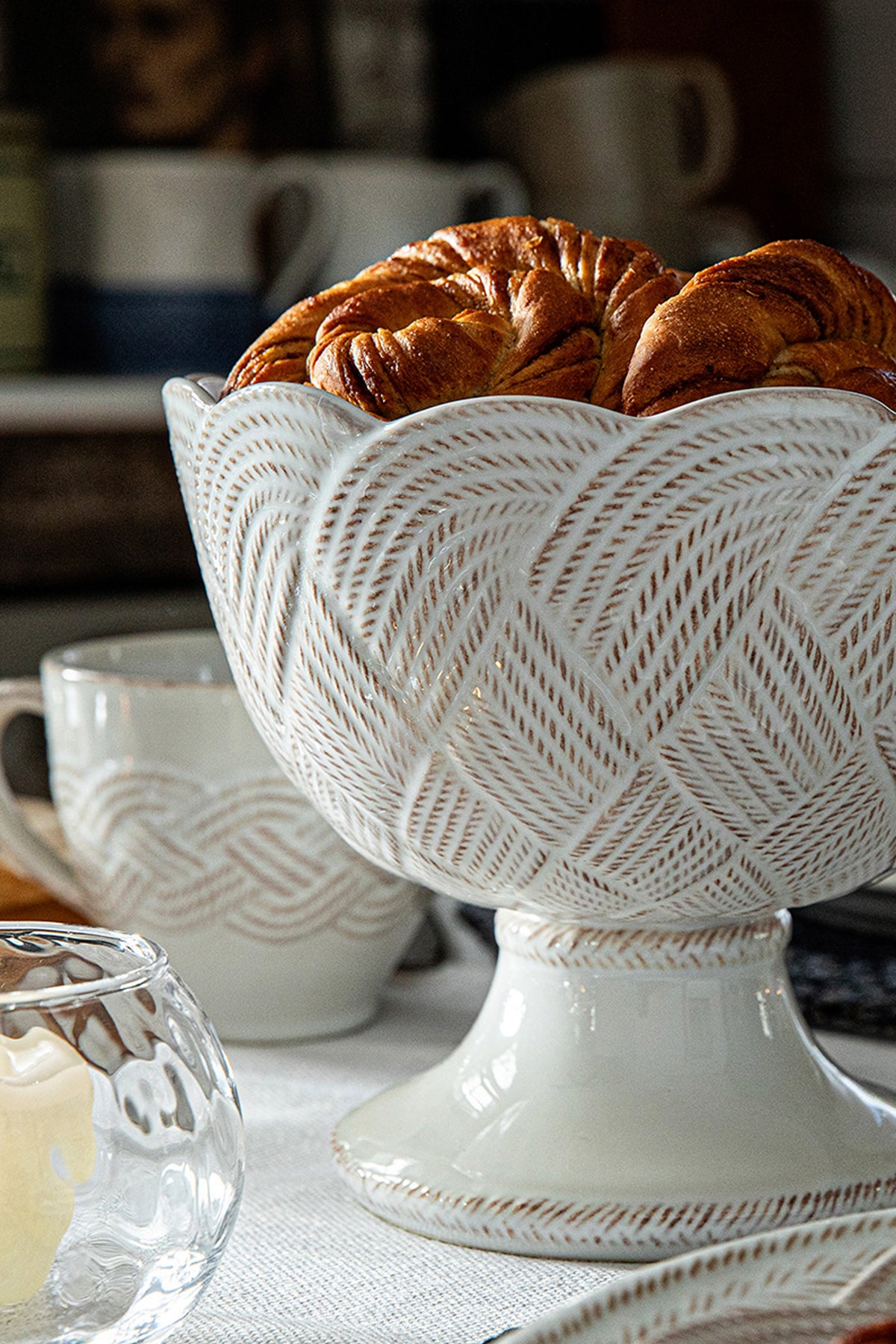 Whitewash Le Panier Mystic Knot Footed Bowl