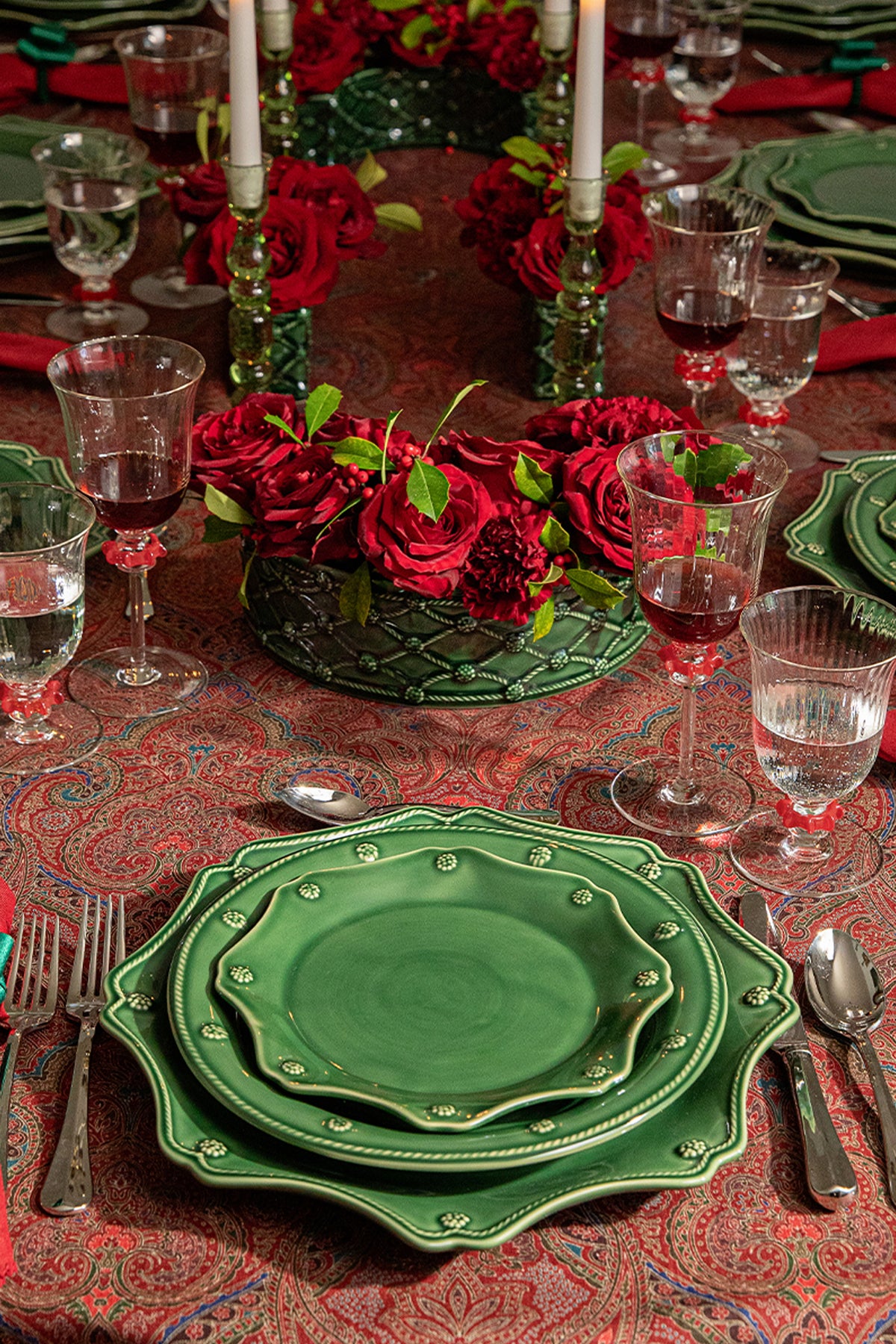 Basil Berry and Thread Scalloped Charger-Platter