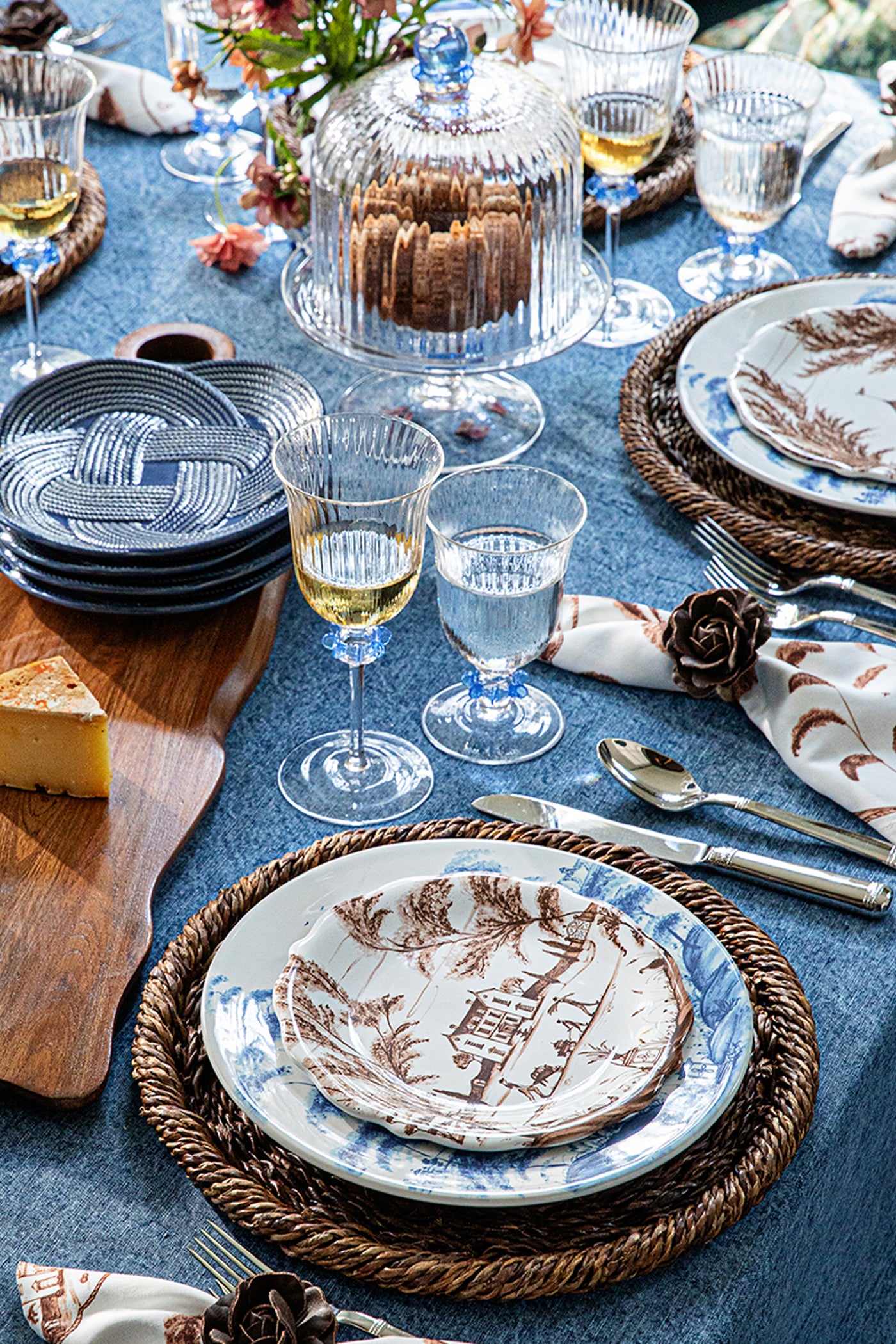 Chambray Nell Ruffle Petite Cake Dome and Stand Set