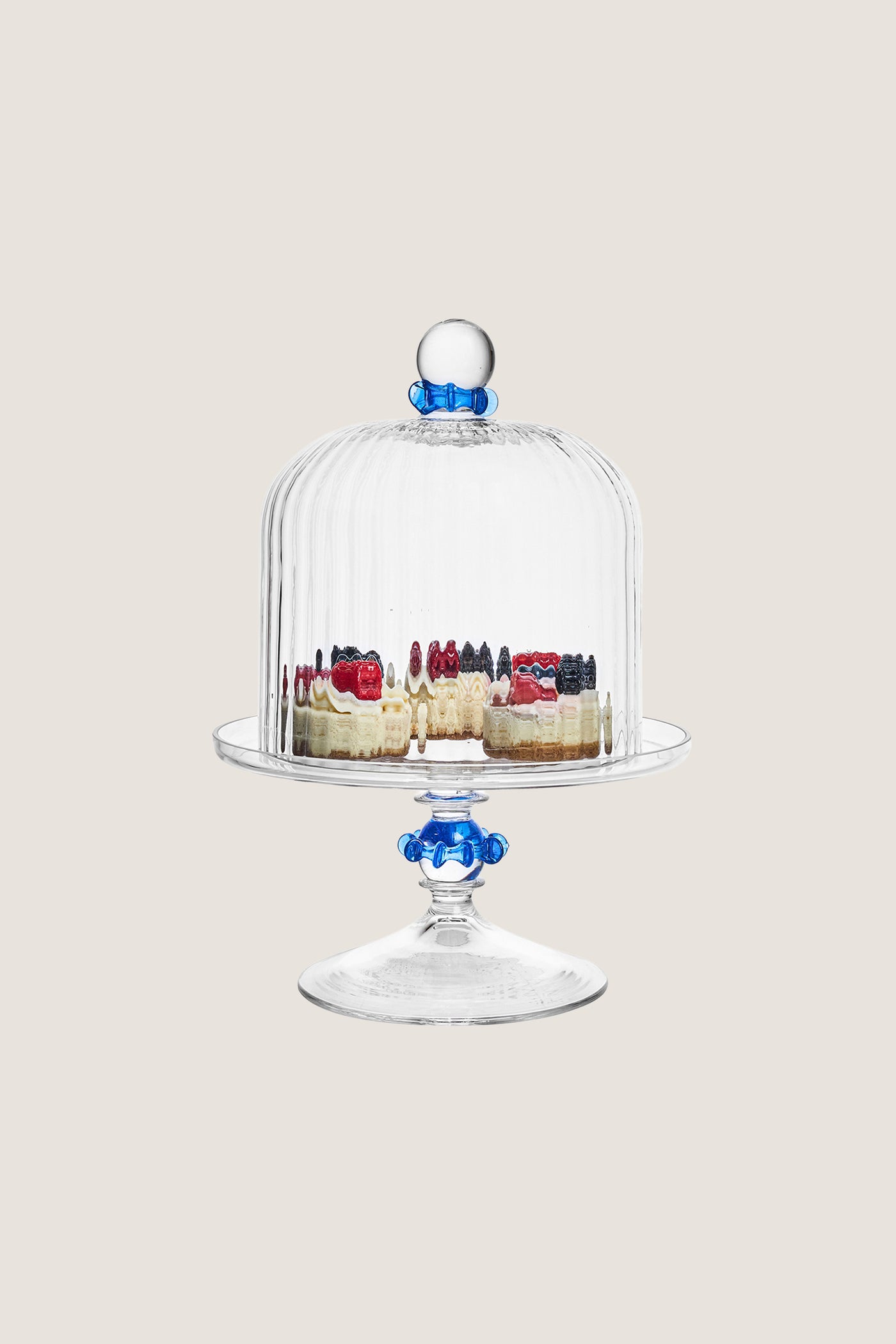 Chambray Nell Ruffle Petite Cake Dome and Stand Set