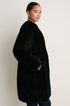 Black Martina Long Sherpa Coat