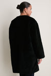 Black Martina Long Sherpa Coat