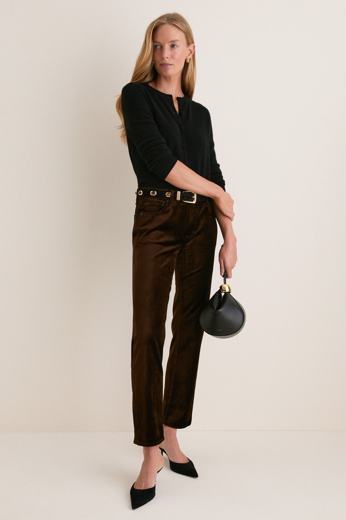 Caramel Velvet Anissa Straight Leg