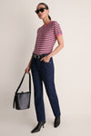 Navy Silver Pink Stripe The Lil Goodie Ringer
