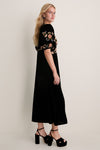 Black Alessandra Embroidered Midi Dress