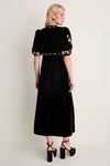 Black Alessandra Embroidered Midi Dress