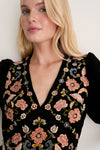 Black Alessandra Embroidered Midi Dress