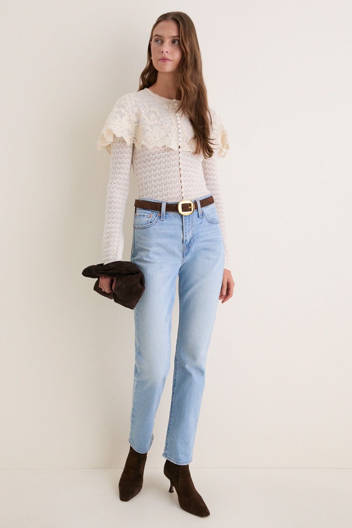 Cream Chandra Lace Cape Cardigan