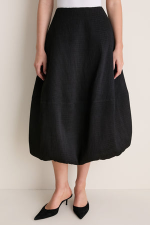 Black Evora Bubble Midi Skirt