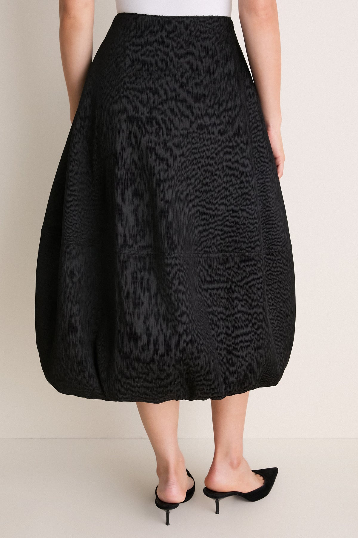 Black Evora Bubble Midi Skirt