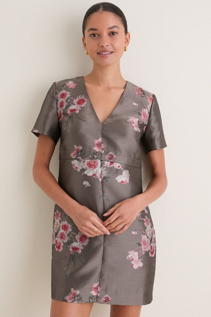 Tea Rose Jacquard Caroline Mini Dress