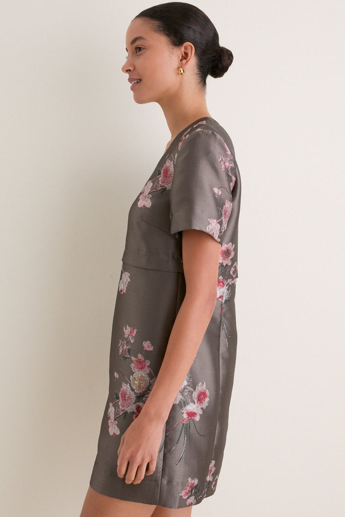 Tea Rose Jacquard Caroline Mini Dress