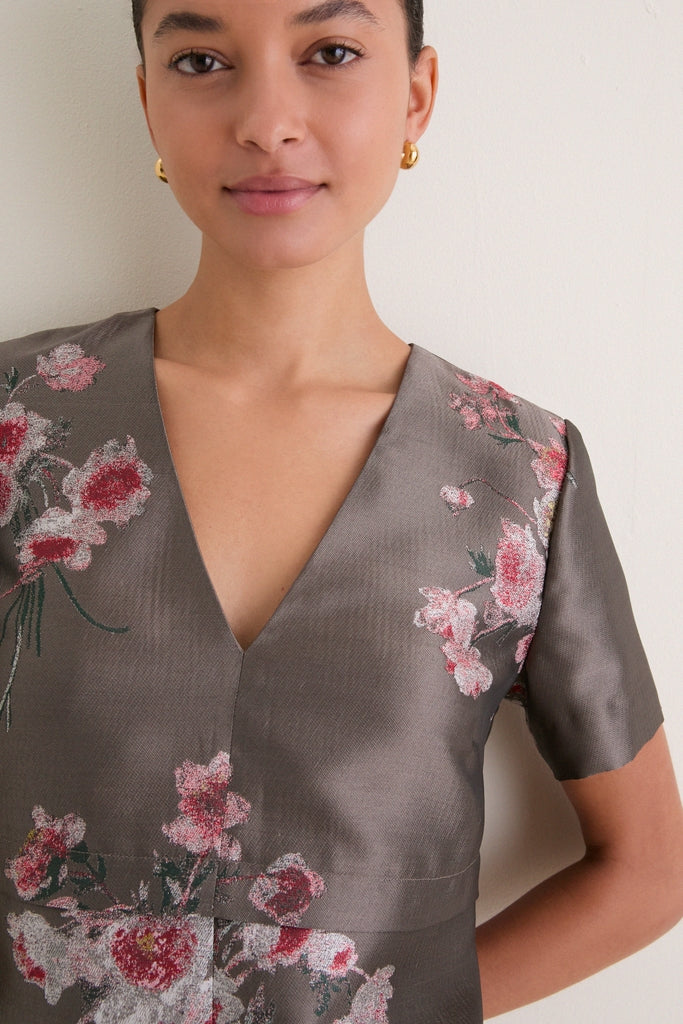 Tea Rose Jacquard Caroline Mini Dress