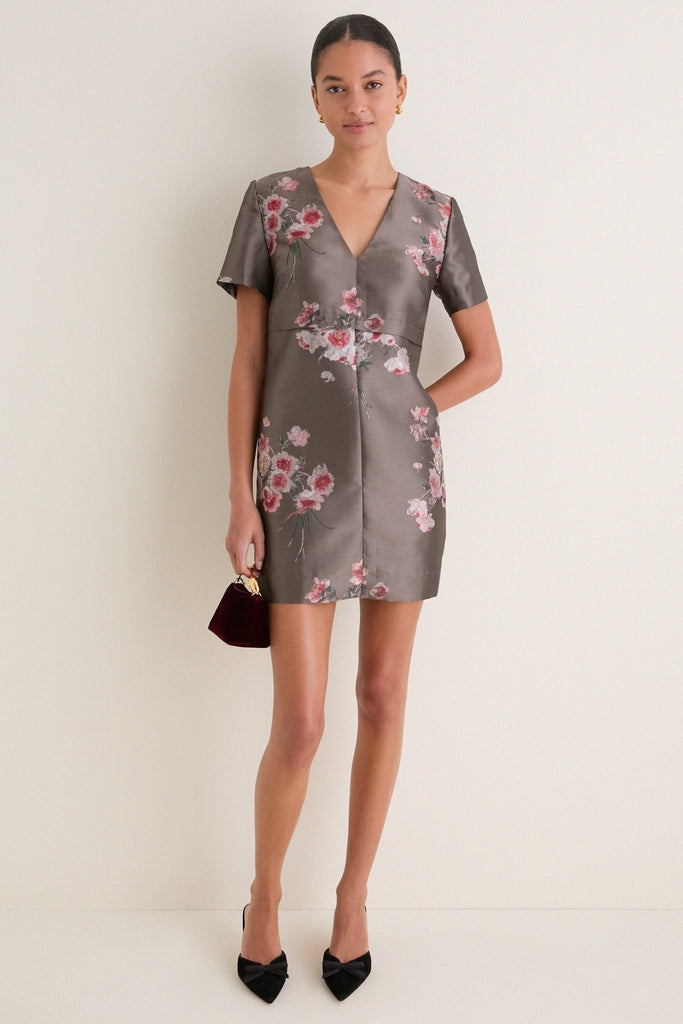 Tea Rose Jacquard Caroline Mini Dress