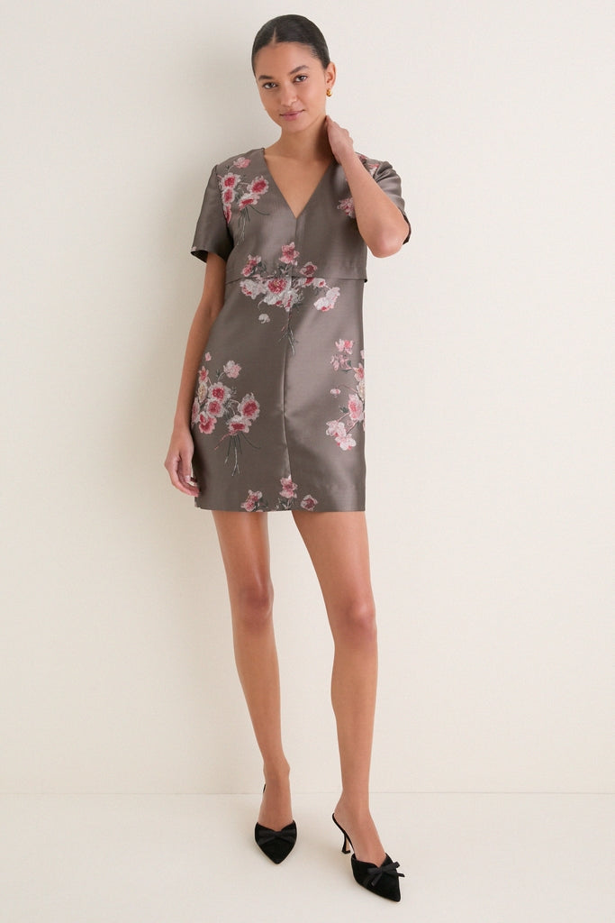 Tea Rose Jacquard Caroline Mini Dress