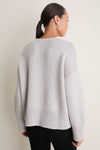 Gray Wool Blend Beaded Brooch Celia Crewneck