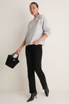 Gray Wool Blend Beaded Brooch Celia Crewneck