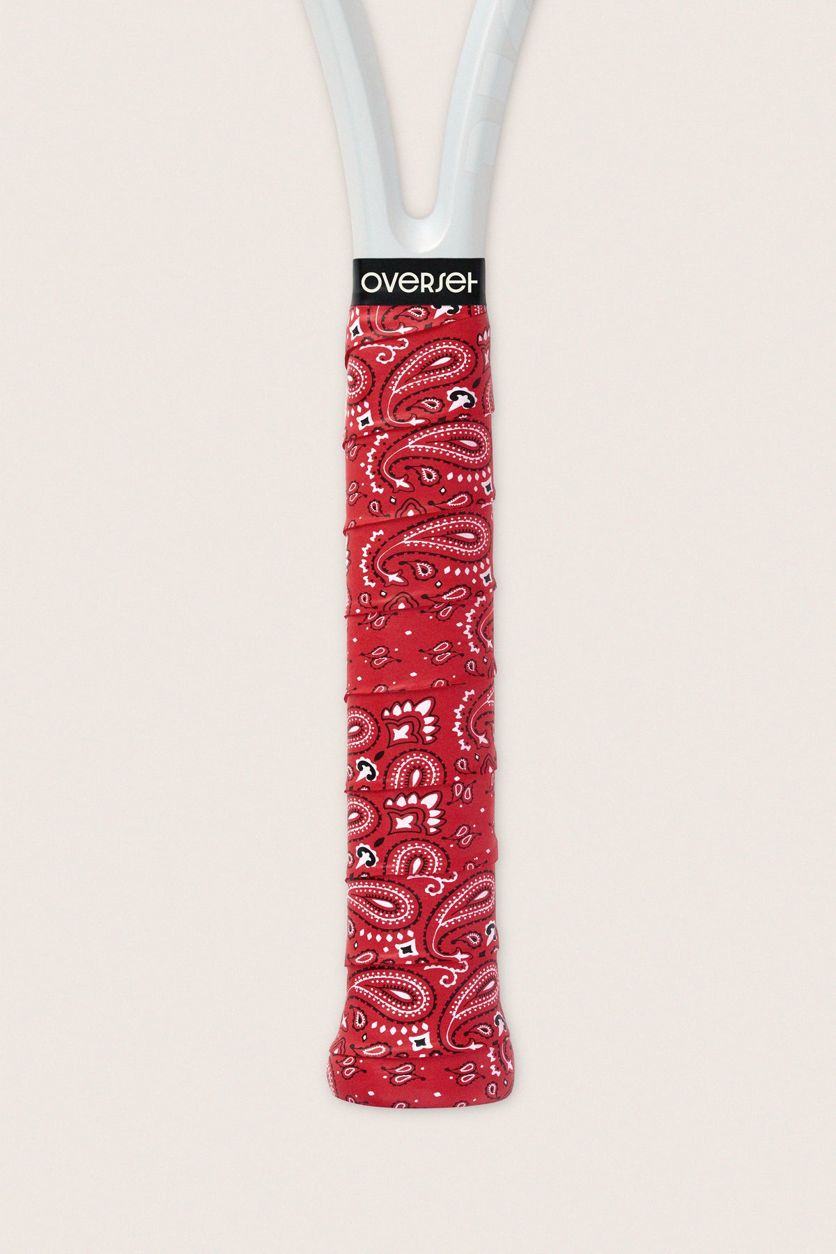 Overset Red and White Bandana Overgrip