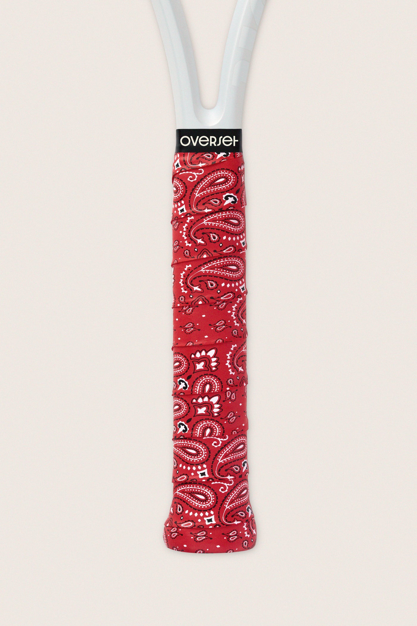 Overset Red and White Bandana Overgrip