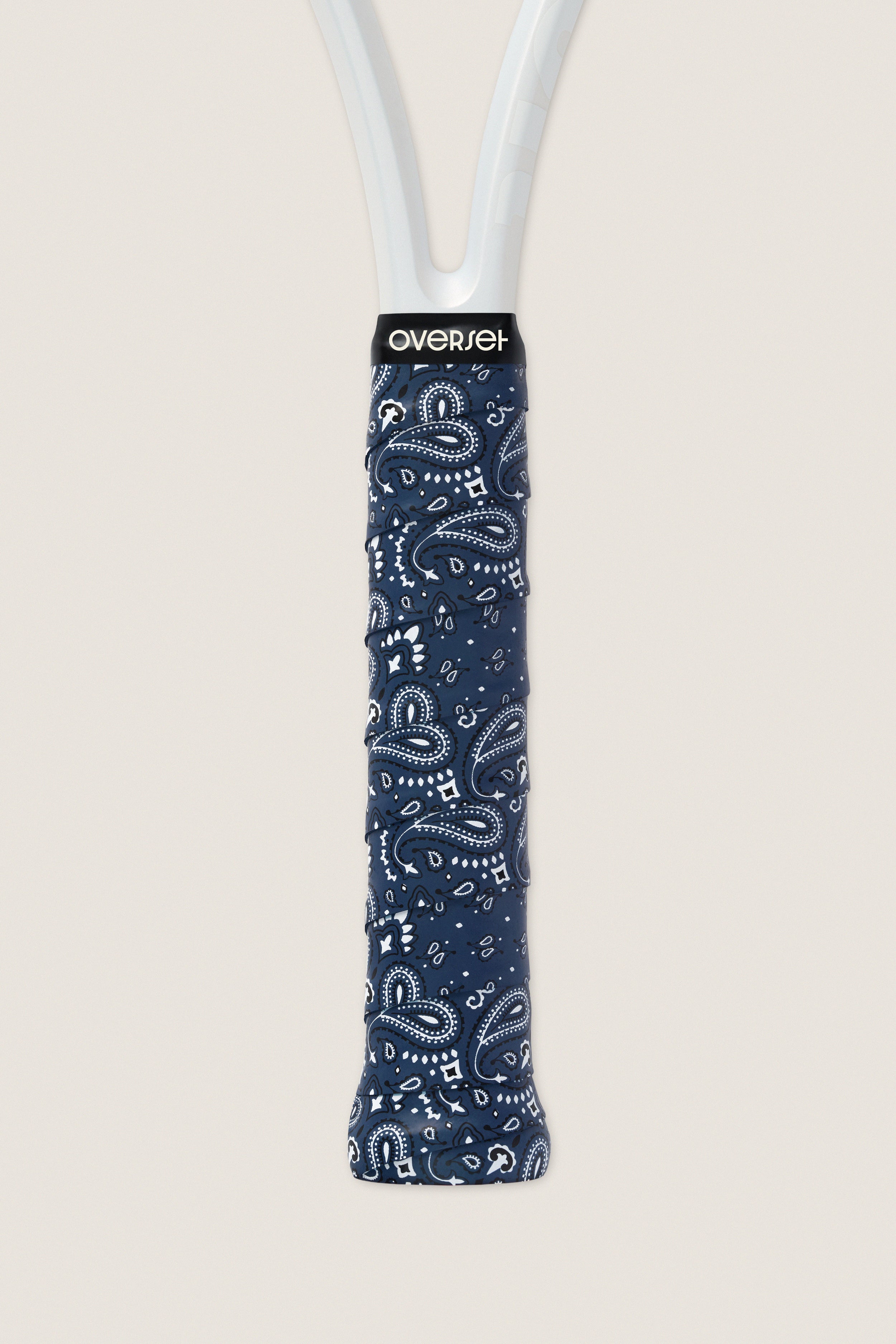 Overset Navy and White Bandana Overgrip