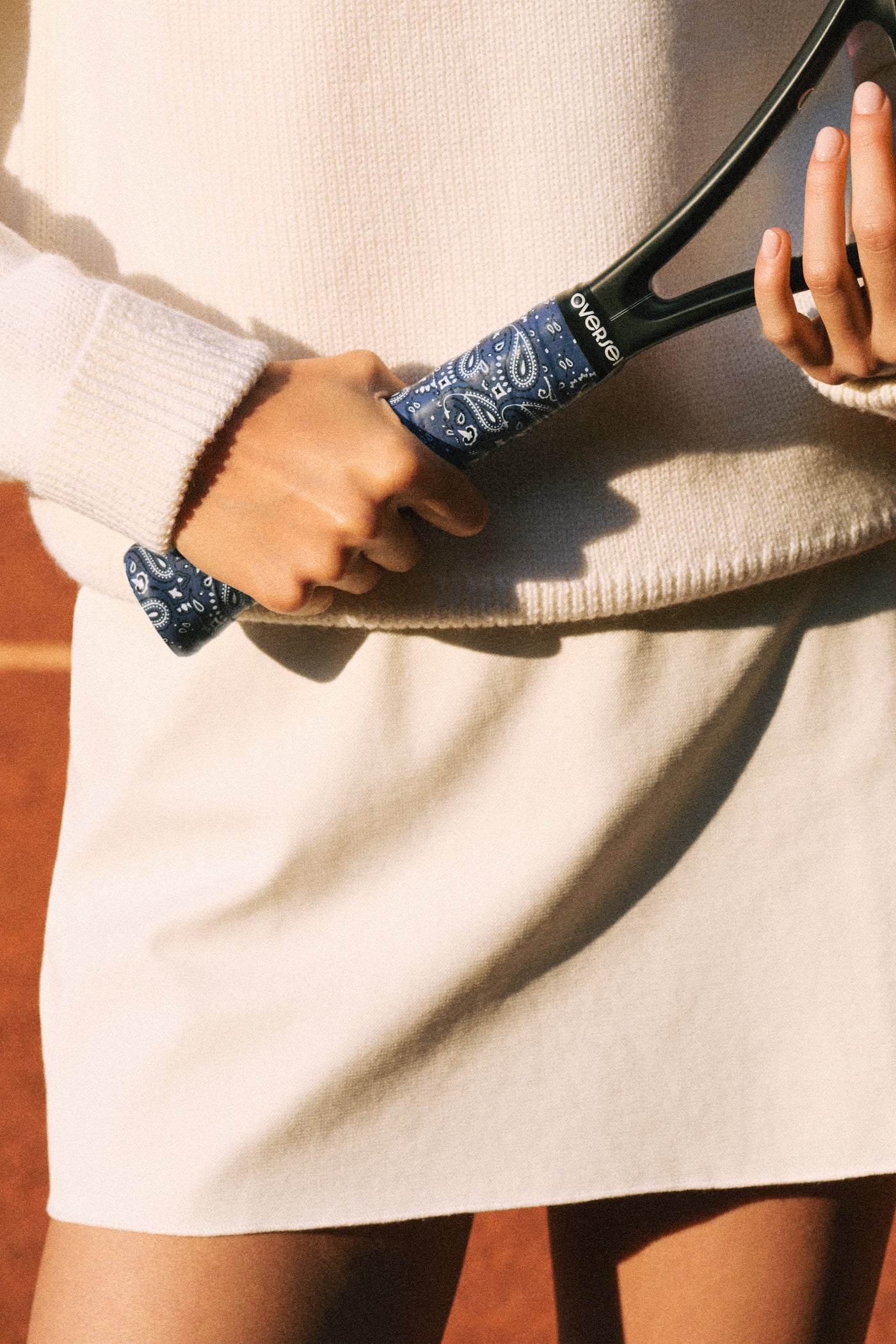 Overset Navy and White Bandana Overgrip