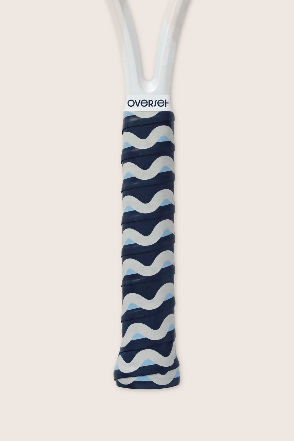 Overset White and Navy Wave Overgrip