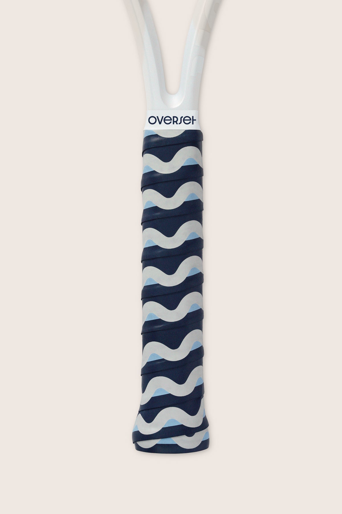 Overset White and Navy Wave Overgrip