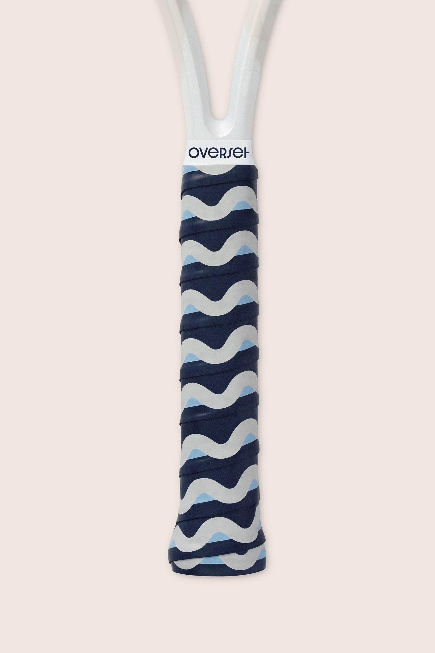 Overset White and Navy Wave Overgrip
