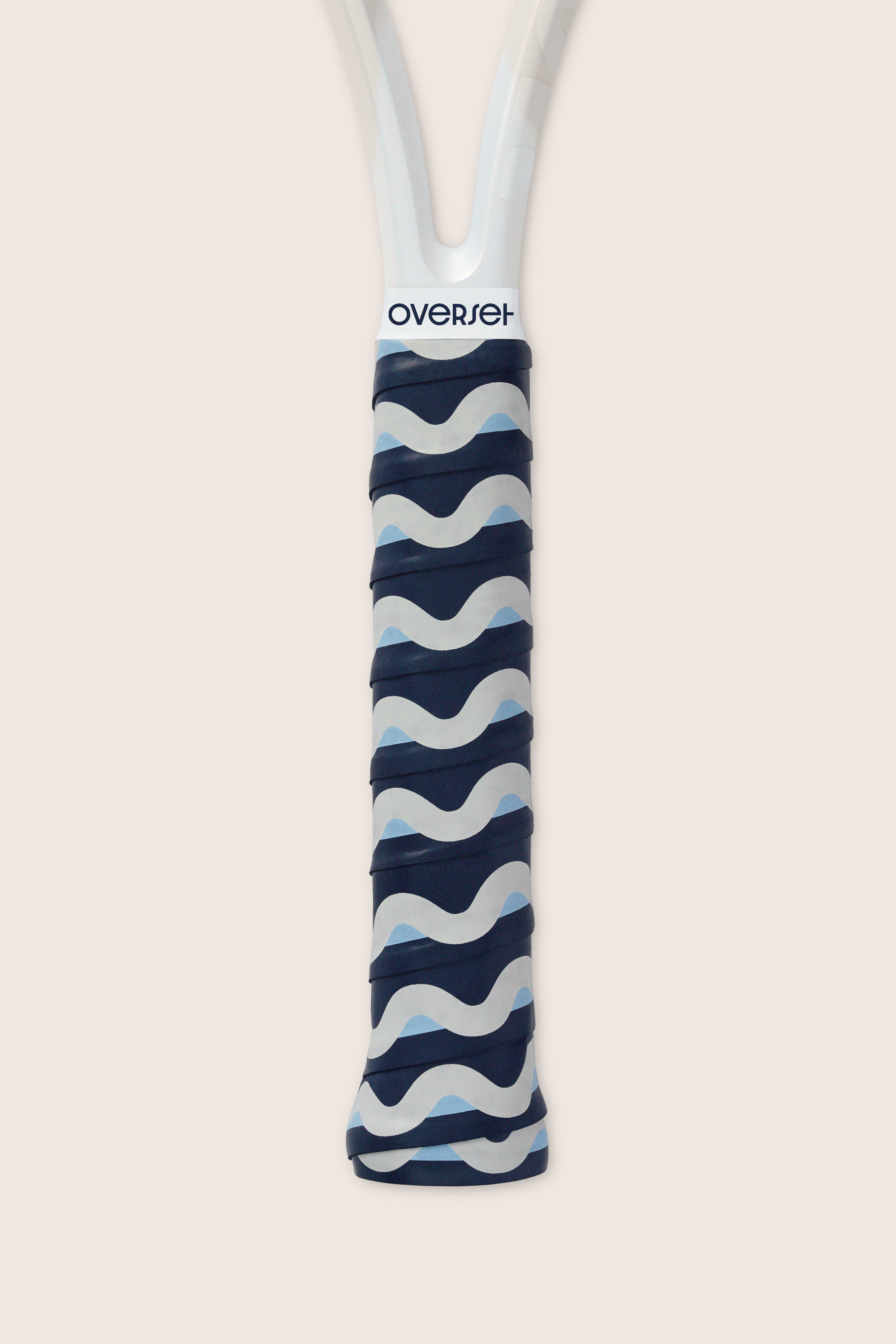 Overset White and Navy Wave Overgrip