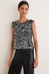 Polo Black Sequin Mesh Knit Sleeveless Tank